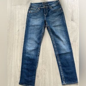 Cropped silver jeans